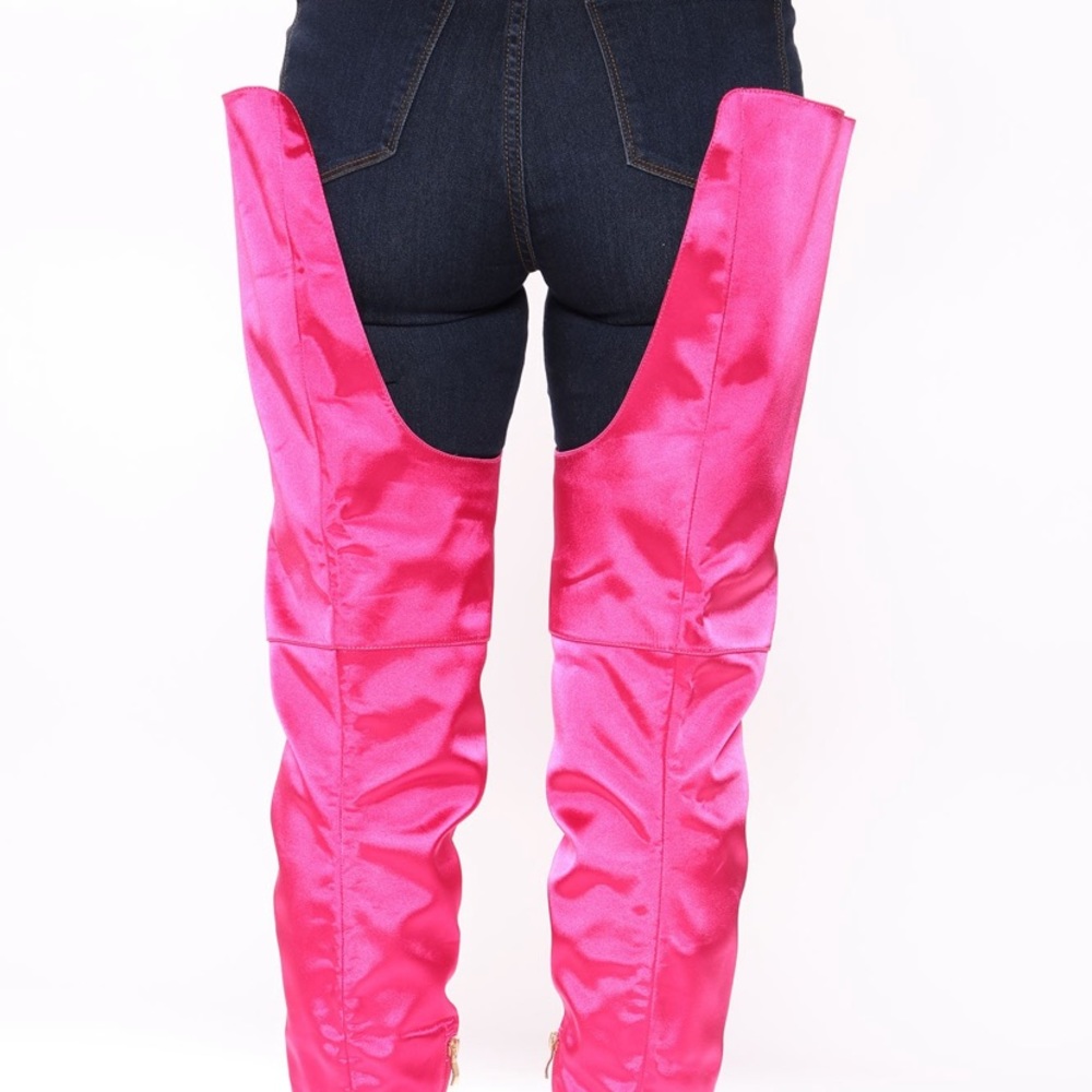 Pink butt high heel boots